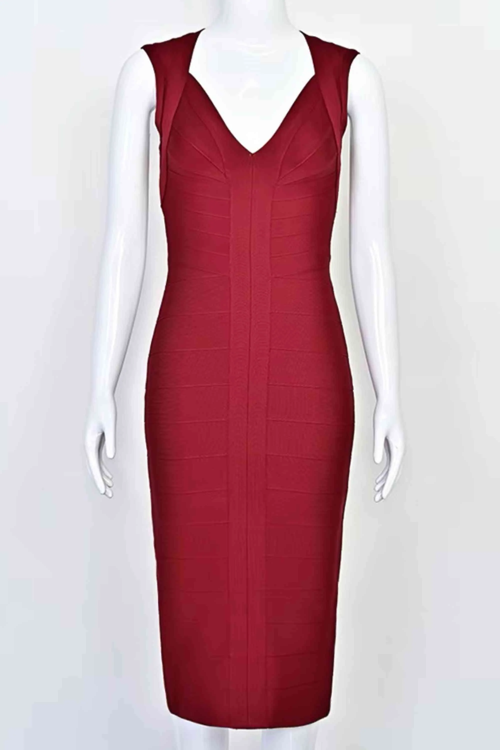 Sabrina Bandage Midi Dress - Red Wine - Image 5