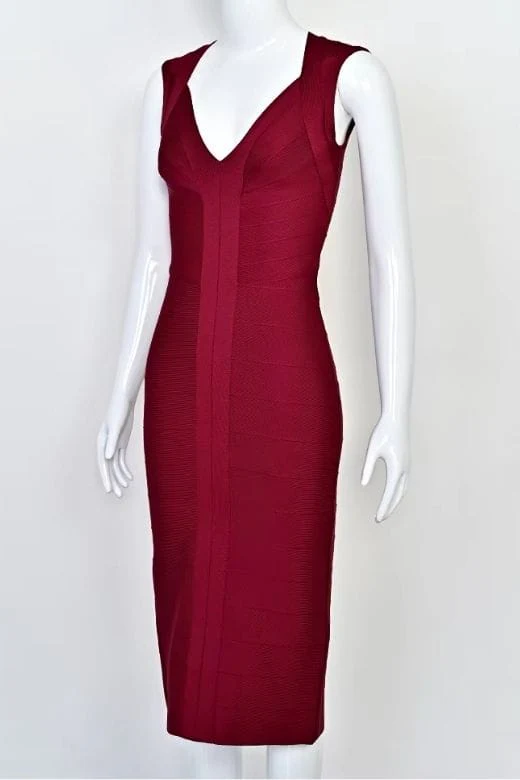 Sabrina Bandage Midi Dress - Red Wine - Image 7