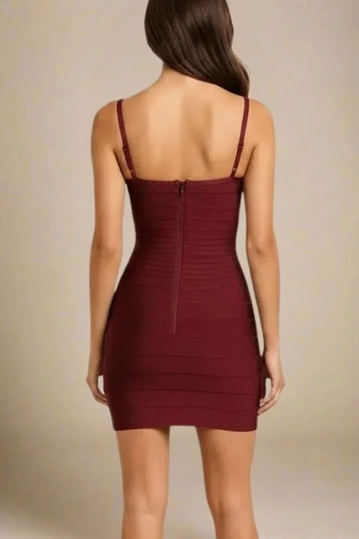 Scarlett Bandage Mini Dress - Red Wine - Image 2
