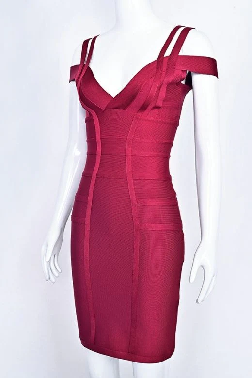 Sia Bandage Dress - Red Wine - Image 10