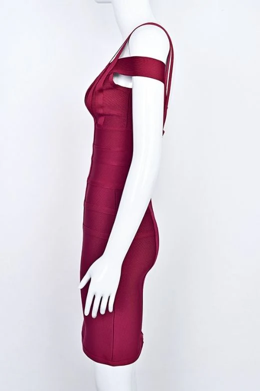 Sia Bandage Dress - Red Wine - Image 11