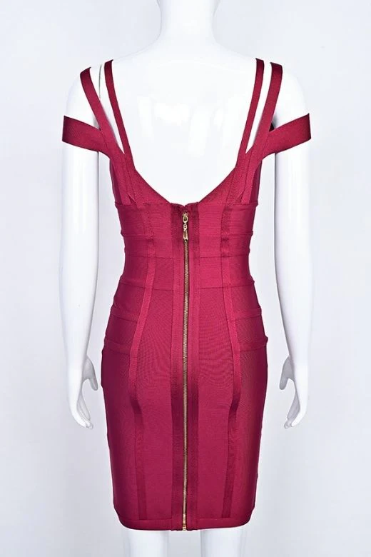 Sia Bandage Dress - Red Wine - Image 12