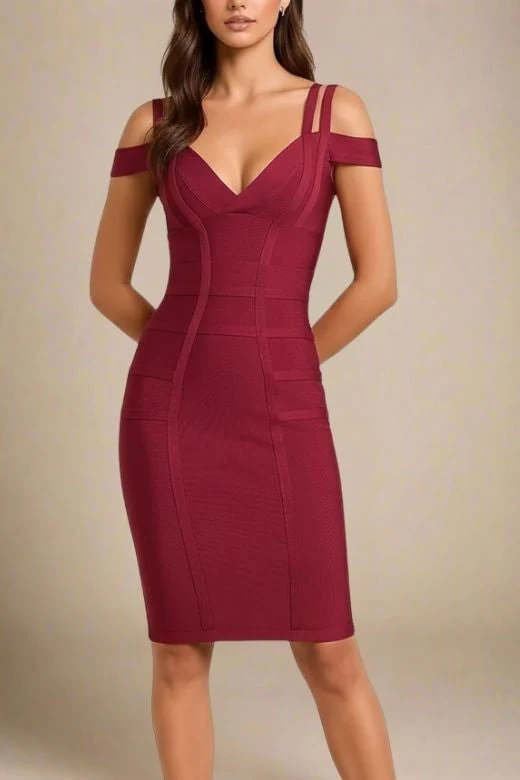 Sia Bandage Dress - Red Wine - Image 3