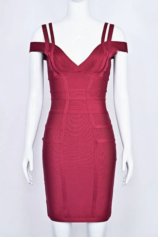 Sia Bandage Dress - Red Wine - Image 8