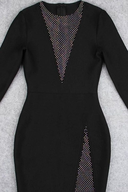 Sofie Bodycon Long Sleeve Mini Dress - Classic Black - Image 7