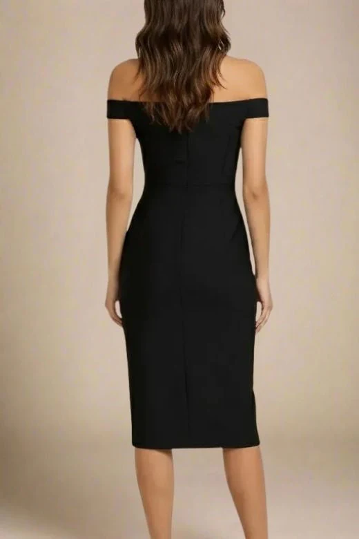 Sofie Off Shoulder Bodycon Dress - Classic Black - Image 3