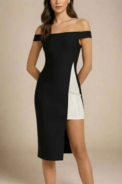 Sofie Off Shoulder Bodycon Dress - Classic Black - Image 5