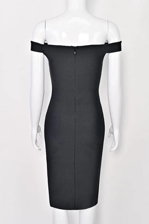 Sofie Off Shoulder Bodycon Dress - Classic Black - Image 9
