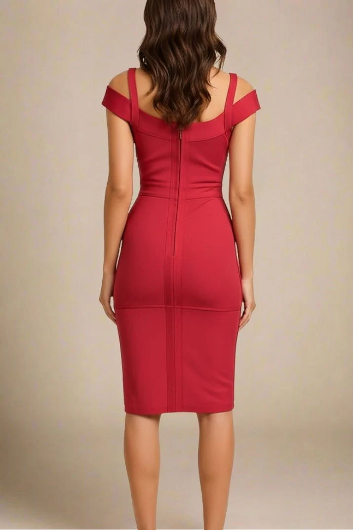 Sophia Bandage Dress - Lipstick Red - Image 2