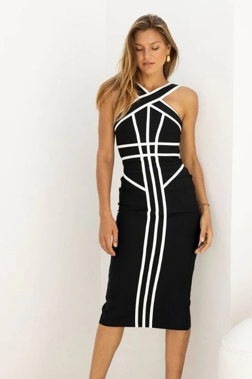 Suki Bandage Midi Dress - Classic Black - Image 4