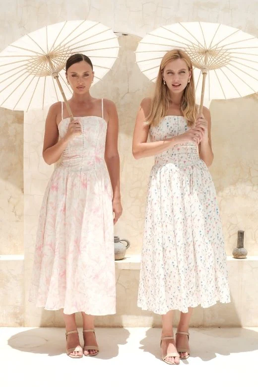 Tasmin Midi Dress - Pink Print - Image 7