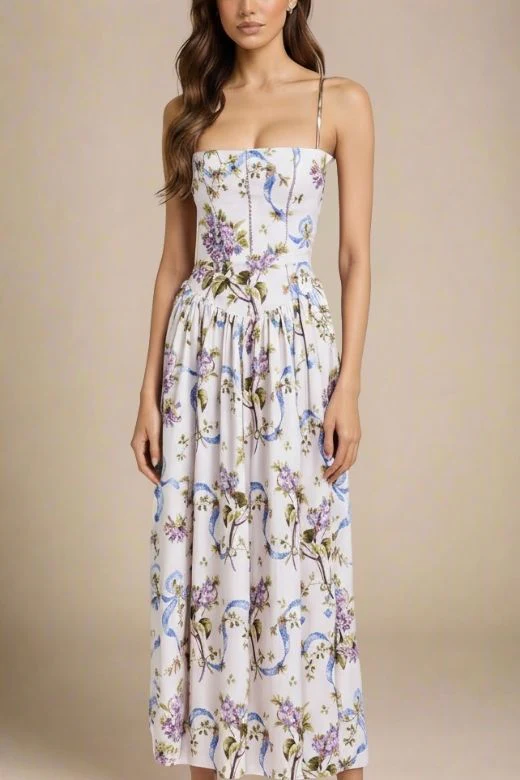 Tasmin Midi Dress - White Floral (Sale) - Image 2