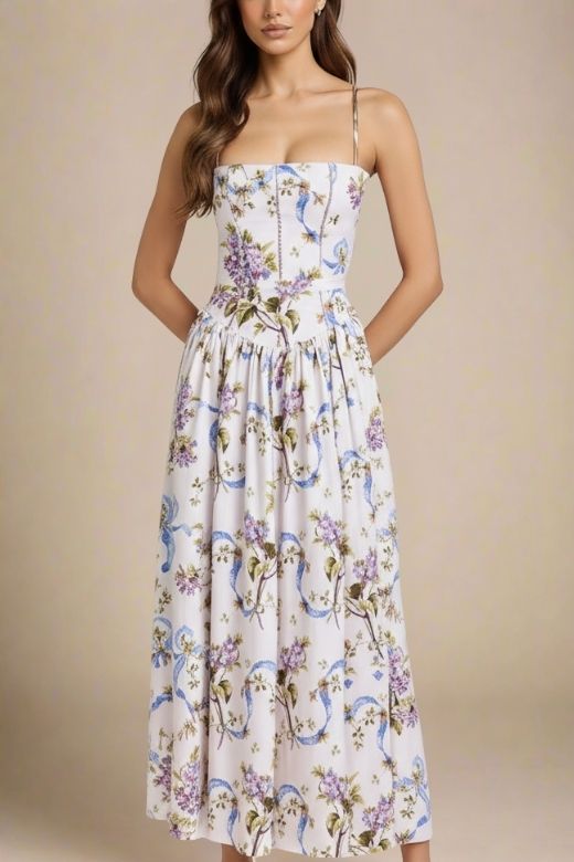 Tasmin Midi Dress - White Floral (Sale) - Image 4