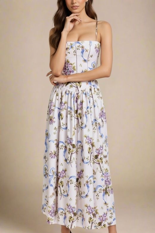 Tasmin Midi Dress - White Floral (Sale) - Image 5