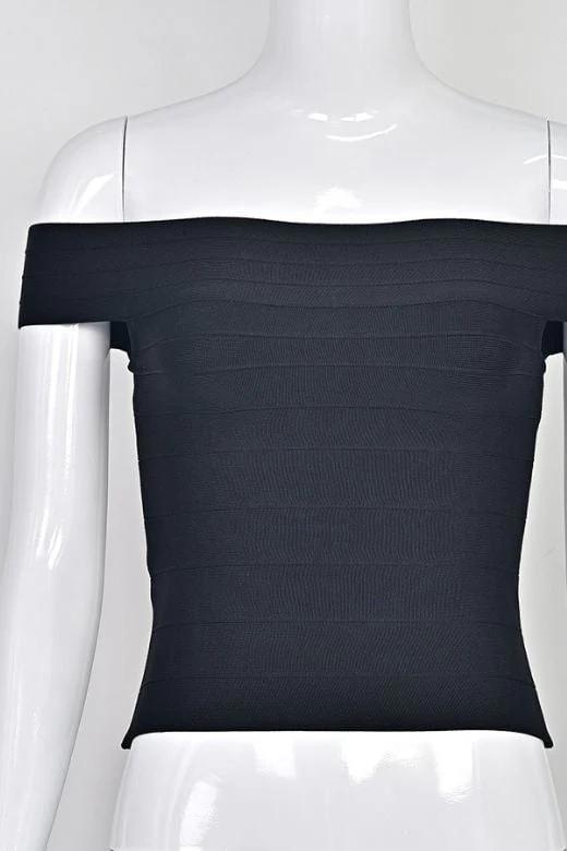Vera Bandage Off Shoulder Top - Classic Black - Image 7