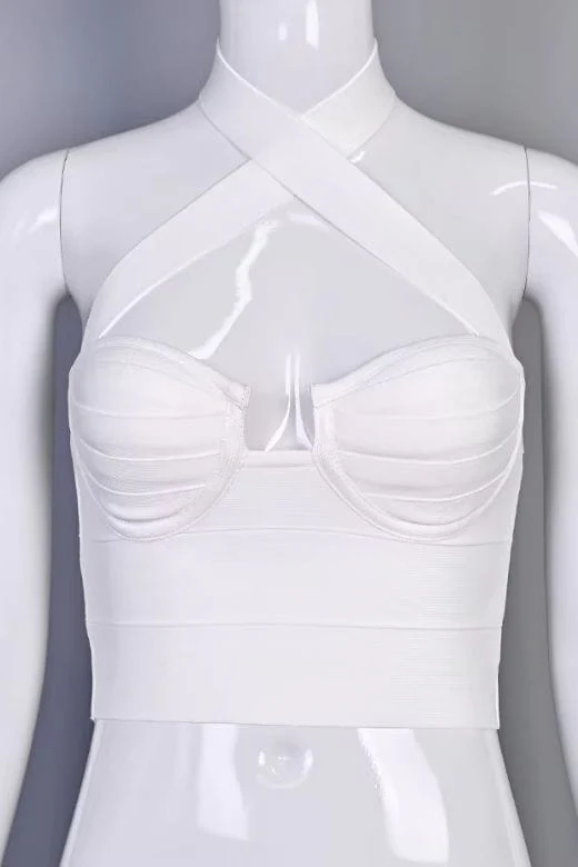 Willow Bandage Crop Top - White Pearl - Image 6