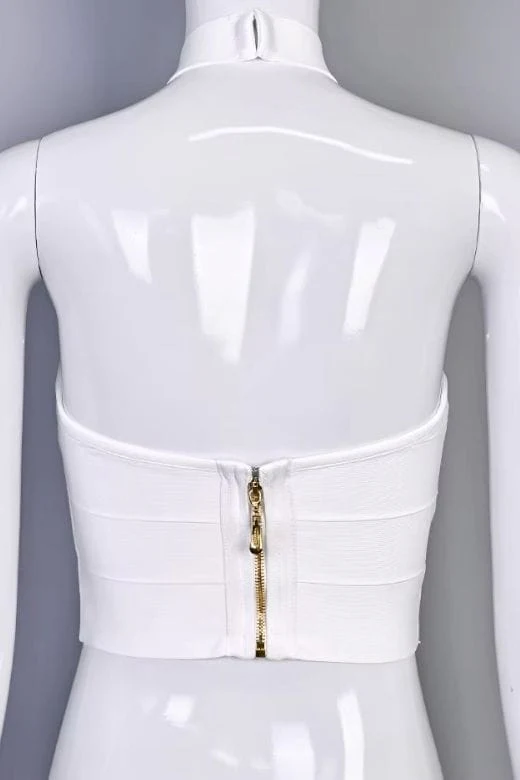 Willow Bandage Crop Top - White Pearl - Image 7