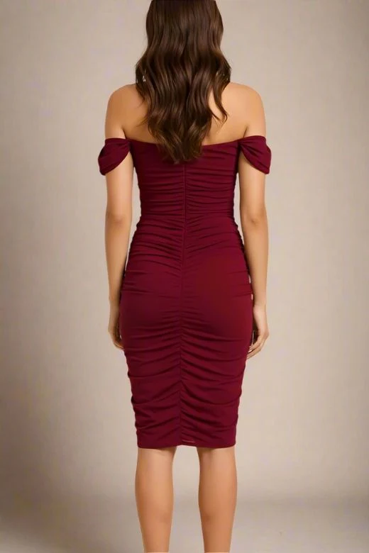 Zia Bodycon Wrap Dress - Red Wine - Image 3