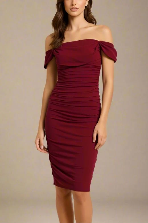 Zia Bodycon Wrap Dress - Red Wine - Image 4